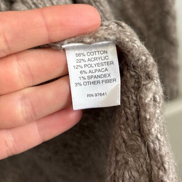 J Jill NWT Brown Cable Knit Alpaca Blend Open Front Cardigan sweater Large P - Picture 7 of 8